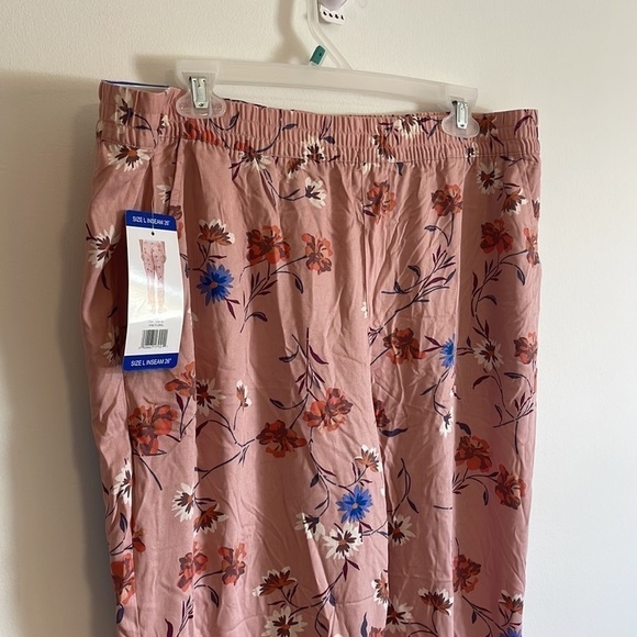 Boho Feminine Floral Pants Business Joggers Jessica Simpson Cadie Pink LG Comfy - Picture 2 of 11